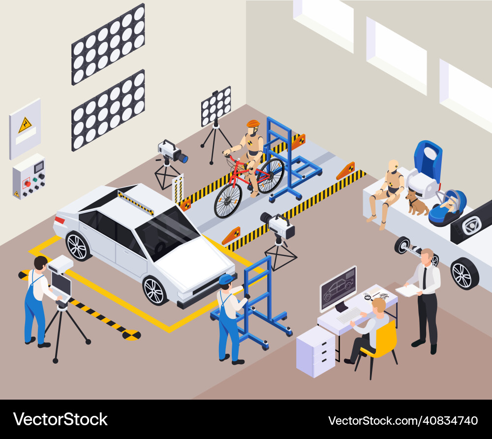 Crash test area composition vector image