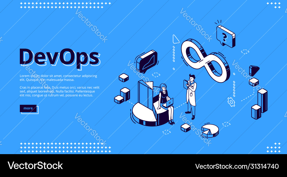 Devops isometric banner development and operation Devops isometric banner development and operation vector image