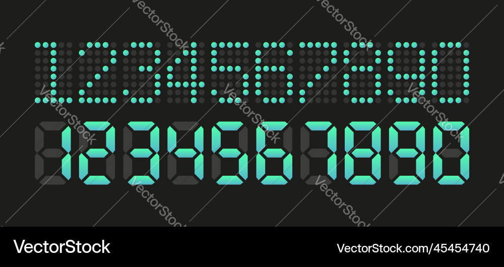 Digital clock set in pixel style electronic Digital clock set in pixel style electronic vector image