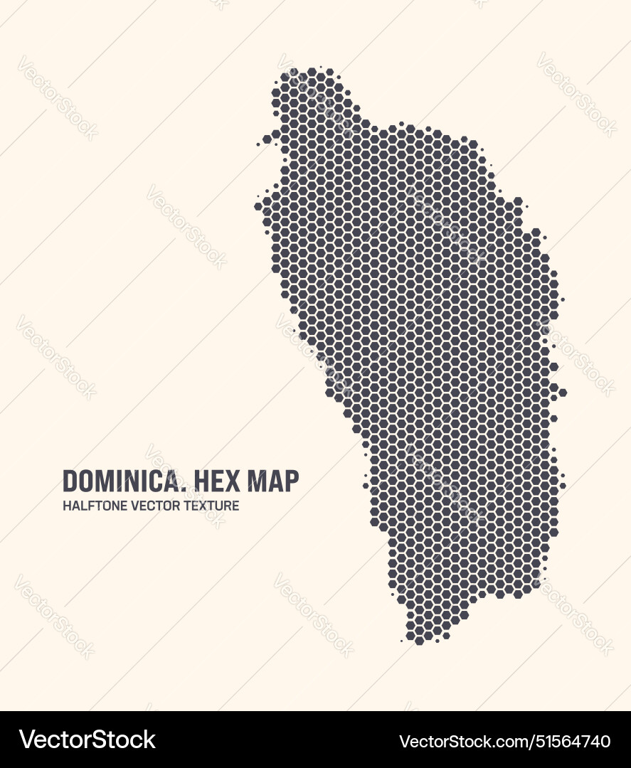 Dominica map hexagonal halftone pattern isolated Dominica map hexagonal halftone pattern isolated vector image