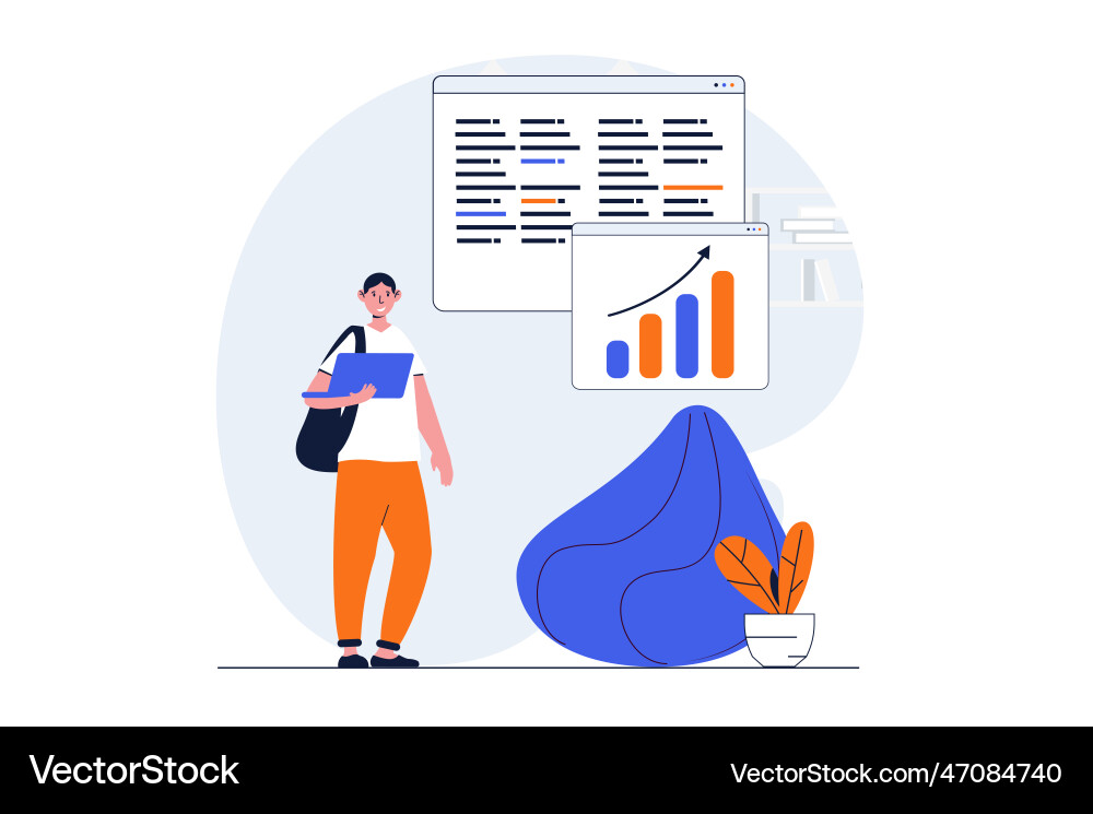 Education web concept with character scene Education web concept with character scene vector image
