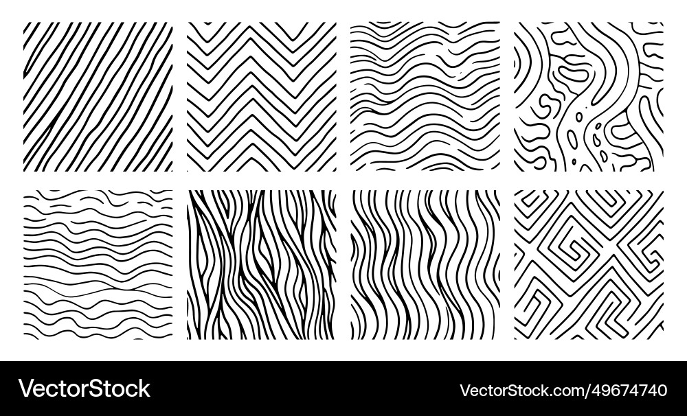 Hand drawn line background set square shape Vector Image