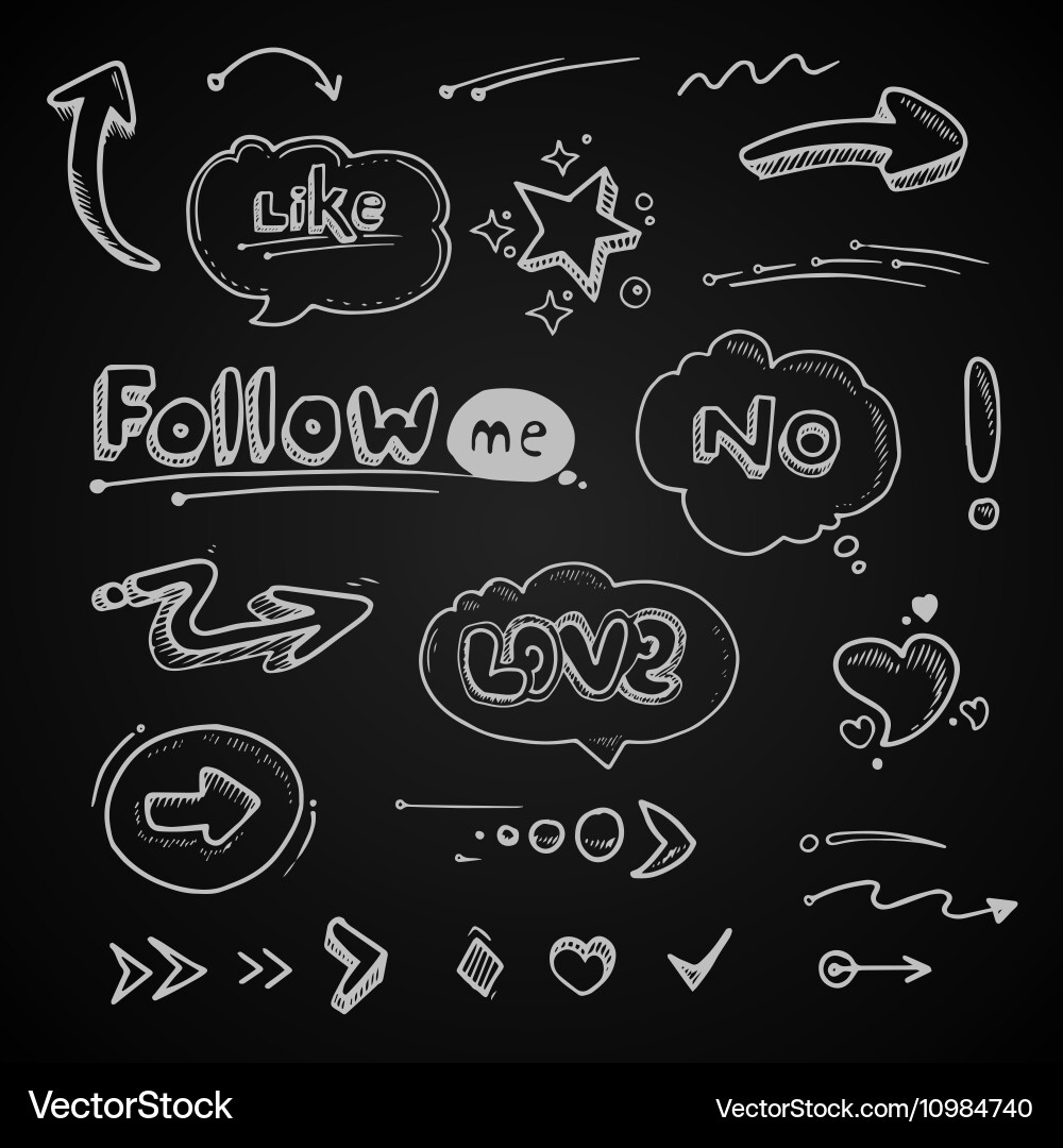 Hand drawn set of speech bubbles with dialog words vector image