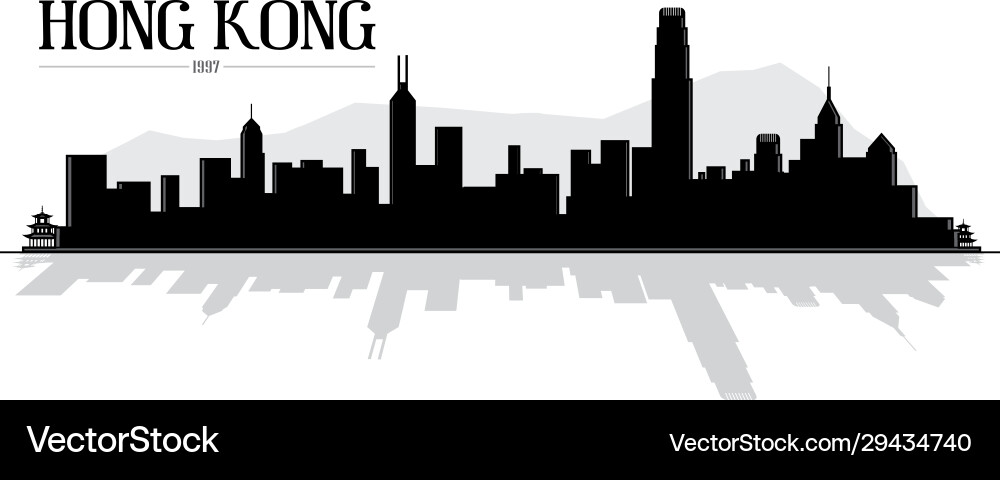 Hong kong china skyline silhouette Hong kong china skyline silhouette vector image