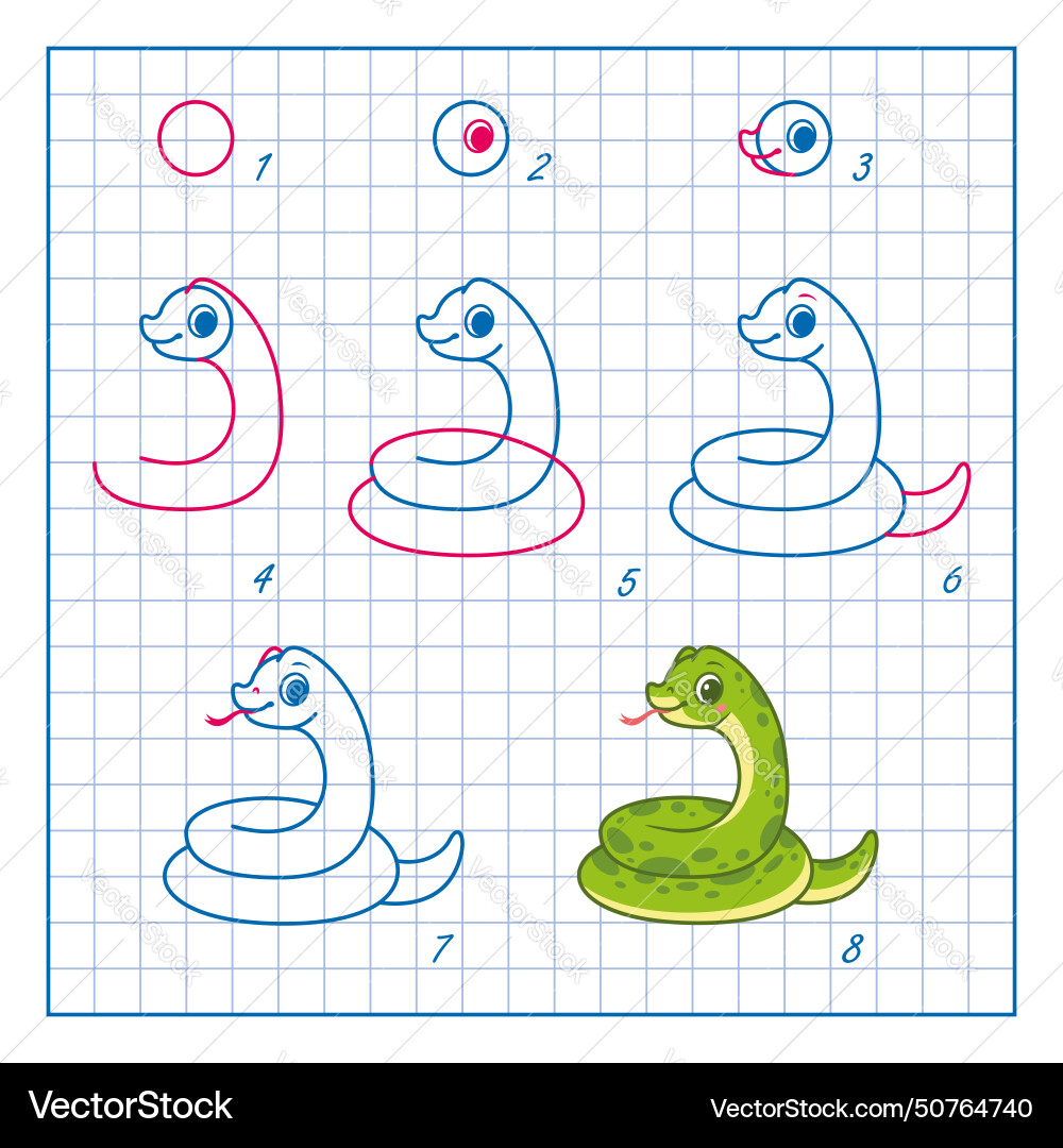 Snake Drawings Step By Step