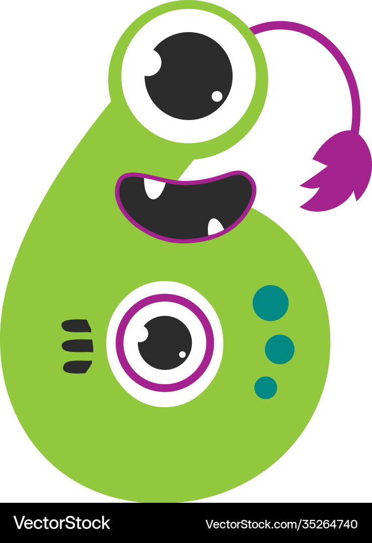 Number six cute monster funny fantasy alien Number six cute monster funny fantasy alien vector image