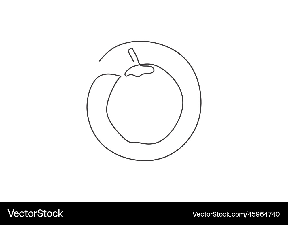 One continuous line drawing whole and sliced Vector Image