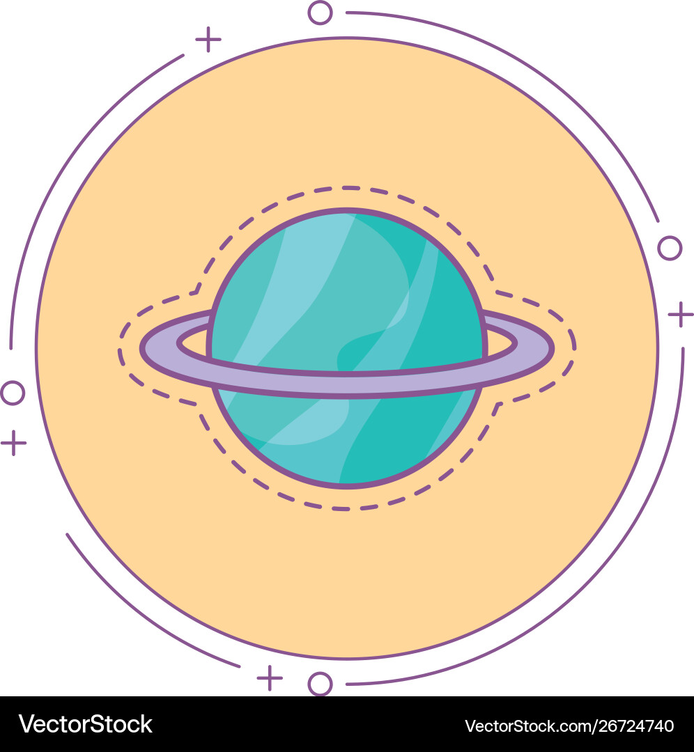 Patch saturn planet in frame circular vector image