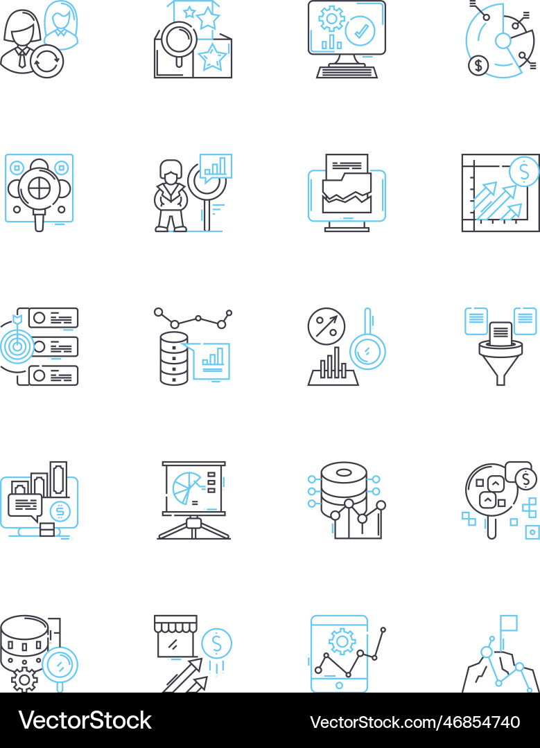 Sales forecasting linear icons set prediction Sales forecasting linear icons set prediction vector image
