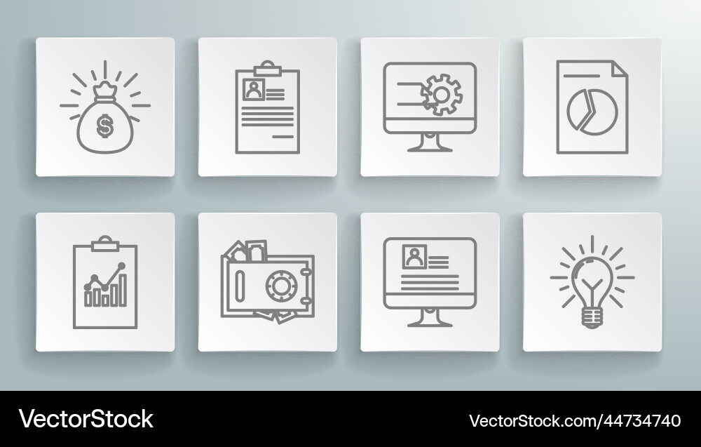 Set line clipboard with graph chart resume safe Set line clipboard with graph chart resume safe vector image