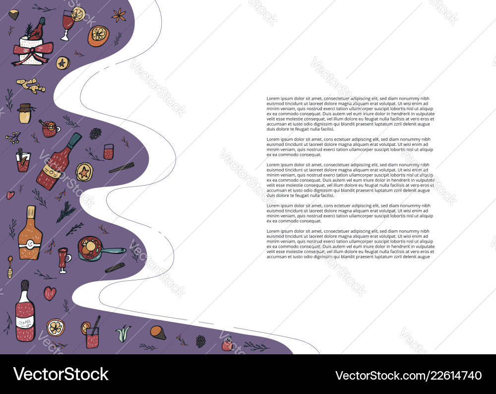 Set of mulled wine elements and objects Set of mulled wine elements and objects Vector Image