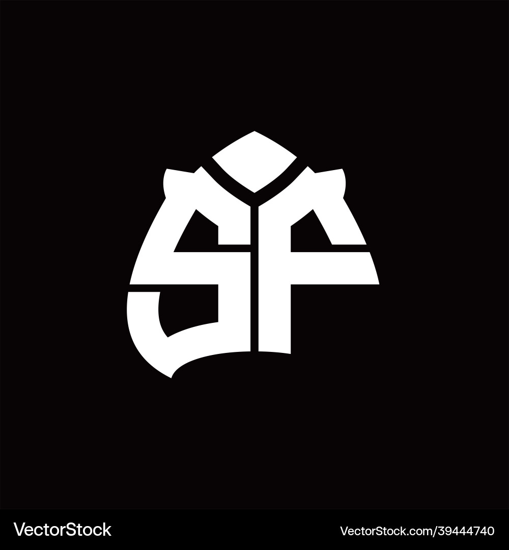 Sf logo monogram with spade shape design template Sf logo monogram with spade shape design template Vector Image