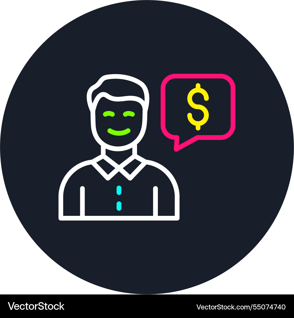Thinking line multi color icon Vector Image