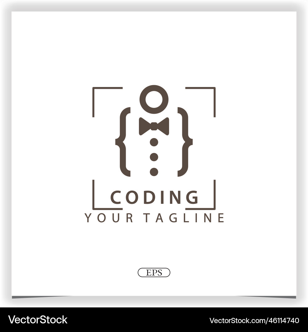 Tie coding or programmer logo premium elegant Tie coding or programmer logo premium elegant vector image