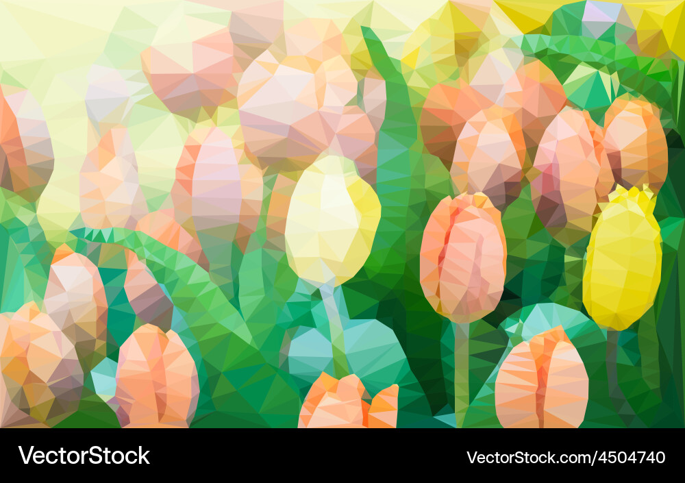 Triangular low poly style of tulip vector image