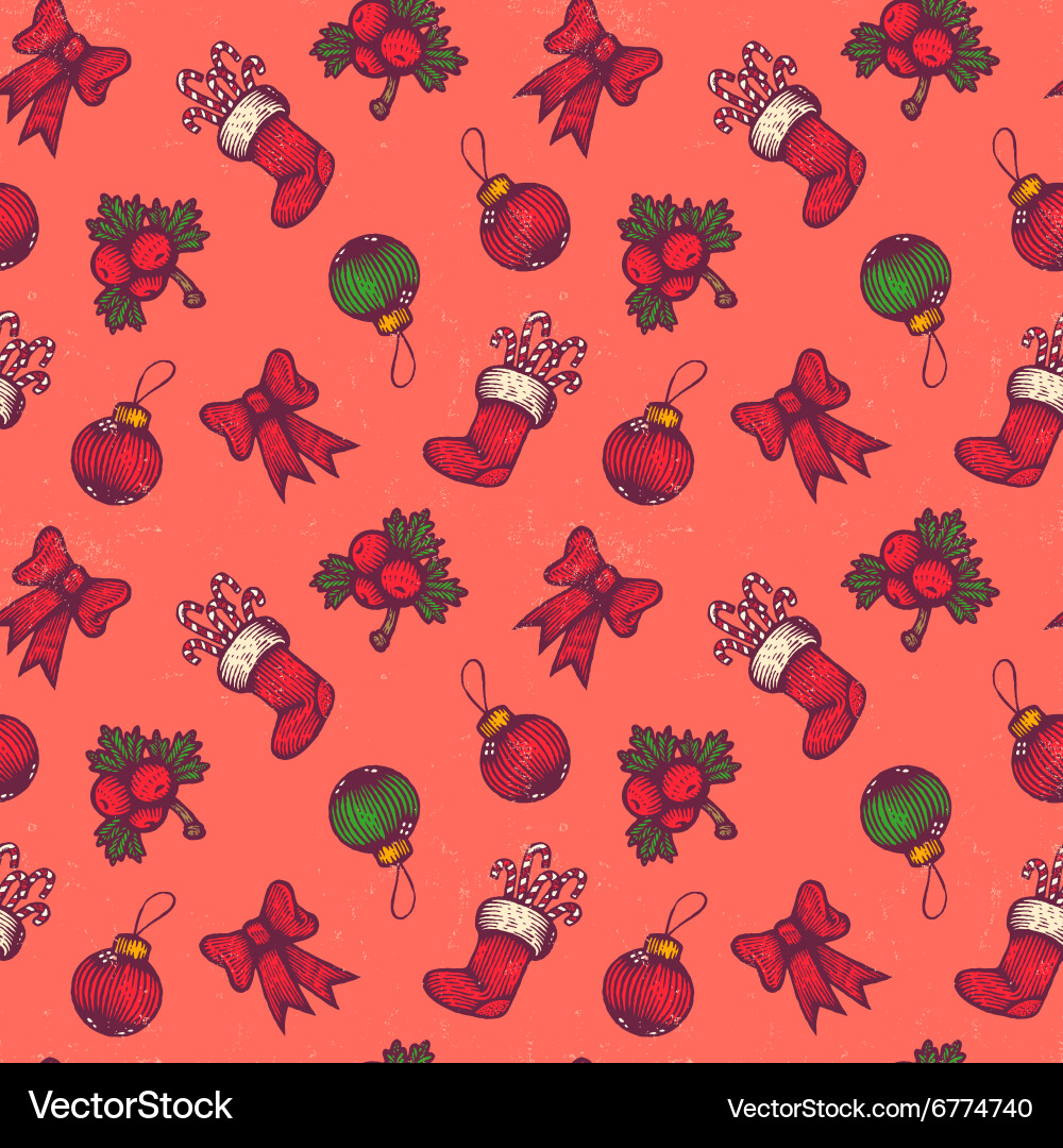Vintage Christmas Red Pattern vector image