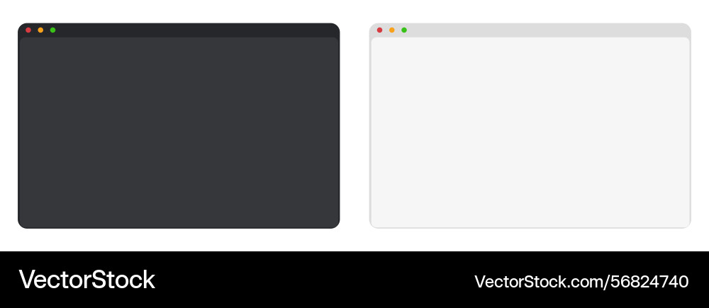 Web browser mockup window in dark and light mode Web browser mockup window in dark and light mode vector image