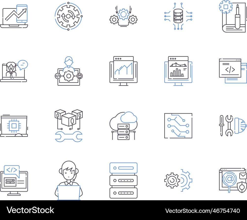 Website and device outline icons collection Website and device outline icons collection vector image