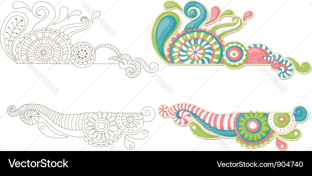 Whimsical Floral Doodle vector image