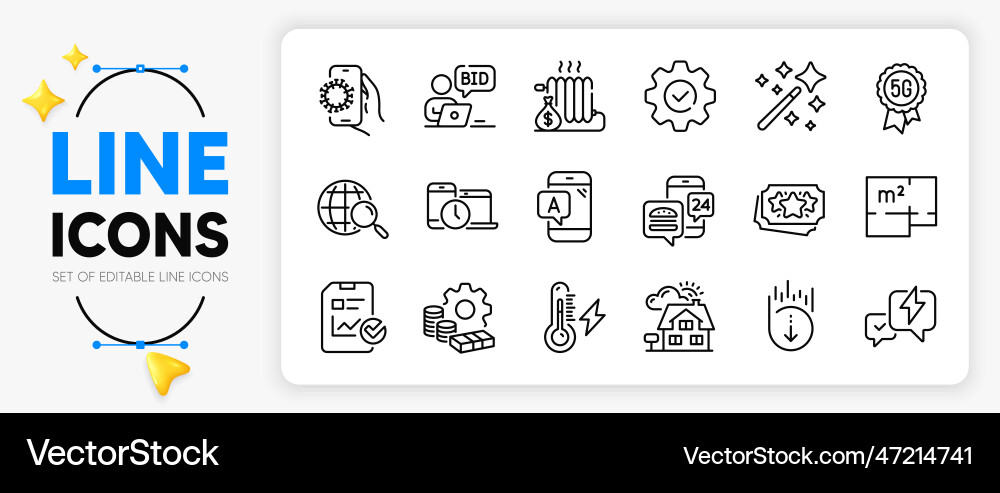 Ab testing 5g technology and execute line icons Vector Image