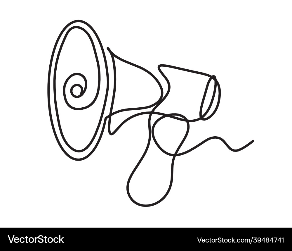 Abstract megaphone as continuous lines drawing Abstract megaphone as continuous lines drawing Vector Image