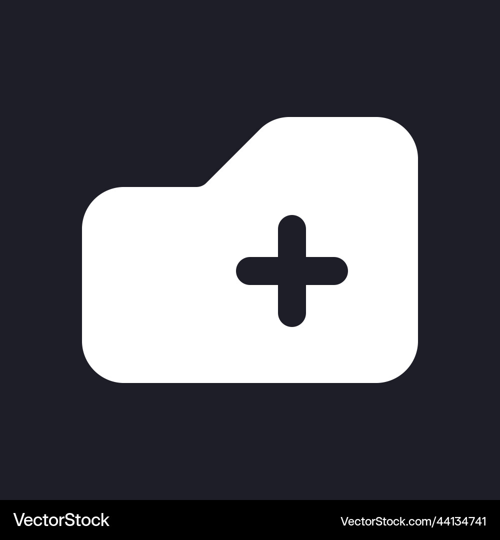Add to folder dark mode glyph ui icon Add to folder dark mode glyph ui icon vector image