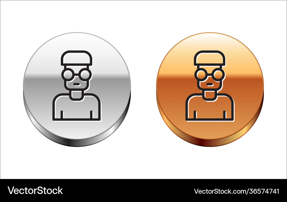 Black line nerd geek icon isolated on white Black line nerd geek icon isolated on white vector image