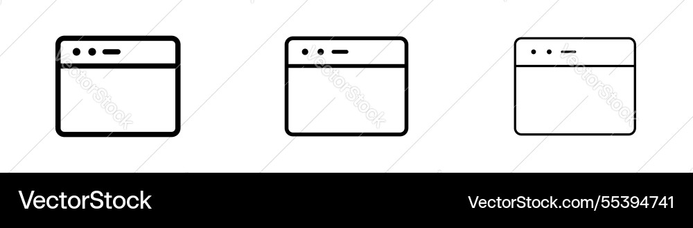 Browser icons in three different stroke lines Browser icons in three different stroke lines vector image