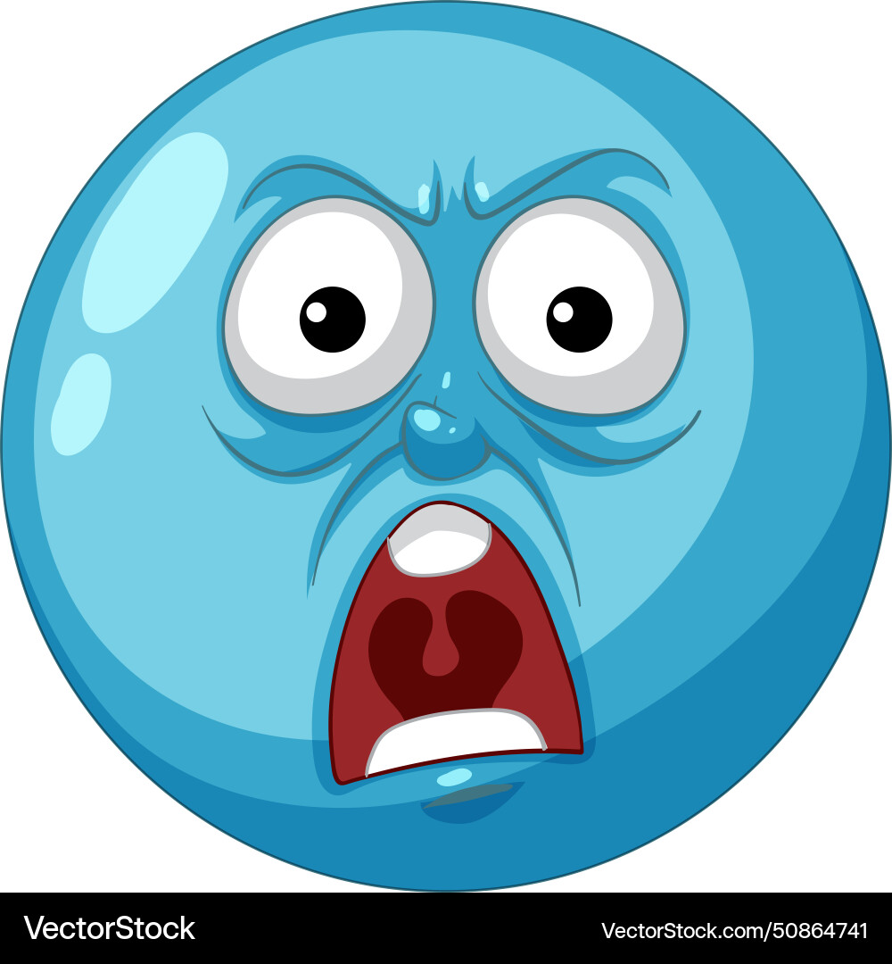 Cartoon of a blue emoji with shocked face Cartoon of a blue emoji with shocked face vector image