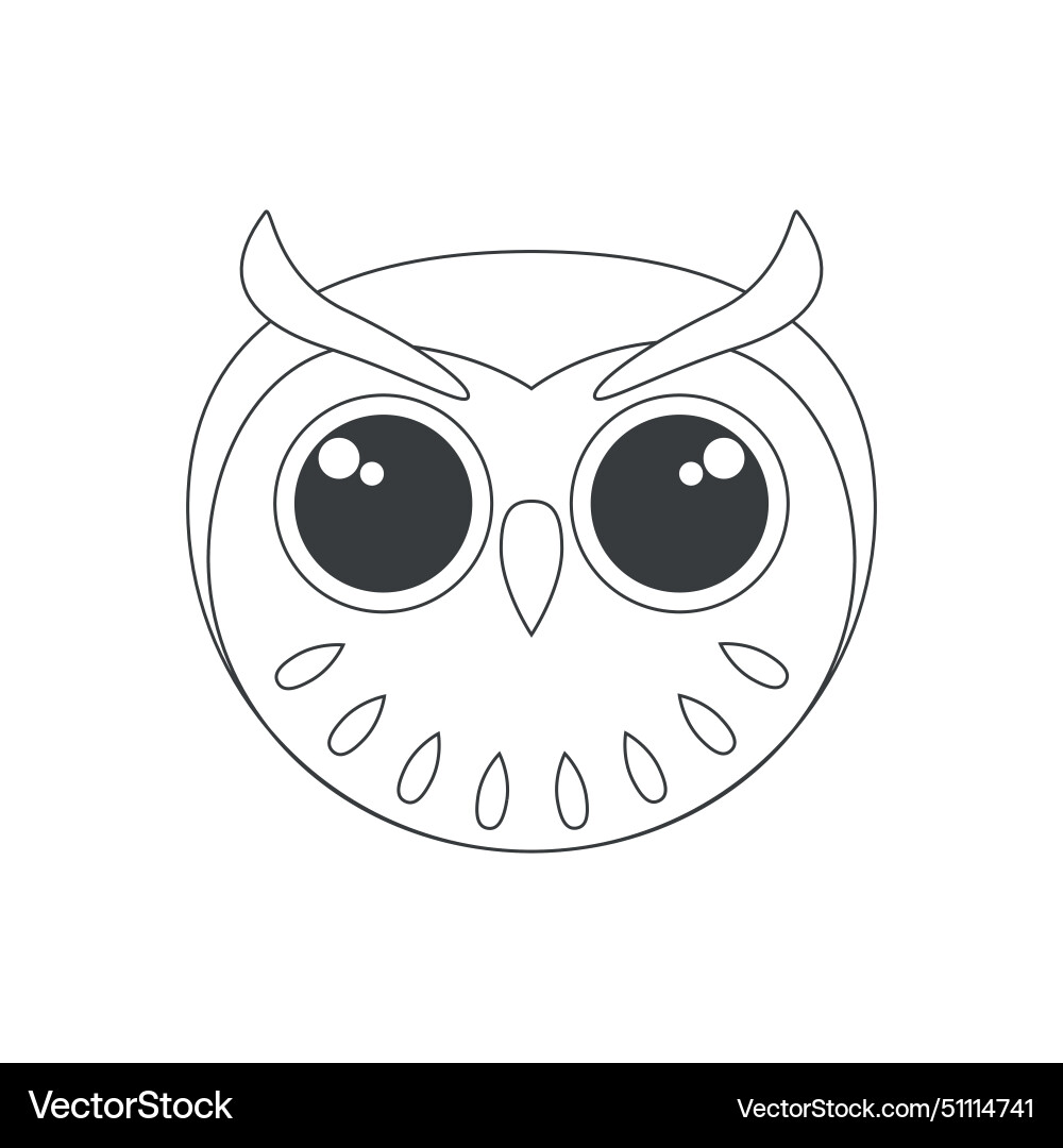 Cute owl face night birds head of simple circle Vector Image