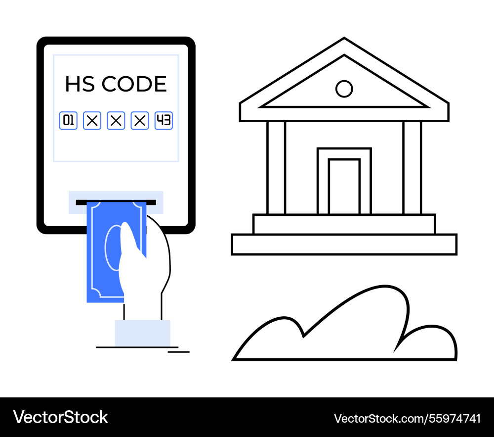 Digital transaction with hs code input and bank Digital transaction with hs code input and bank vector image