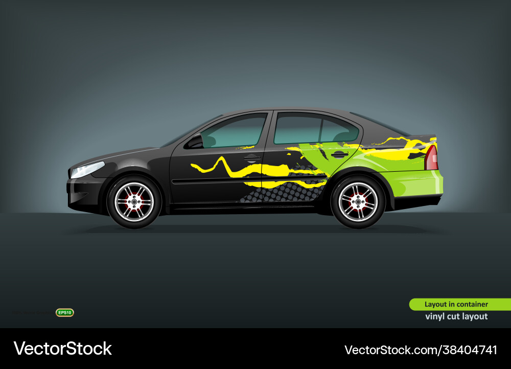 Editable sedan car decals template on a black Editable sedan car decals template on a black vector image