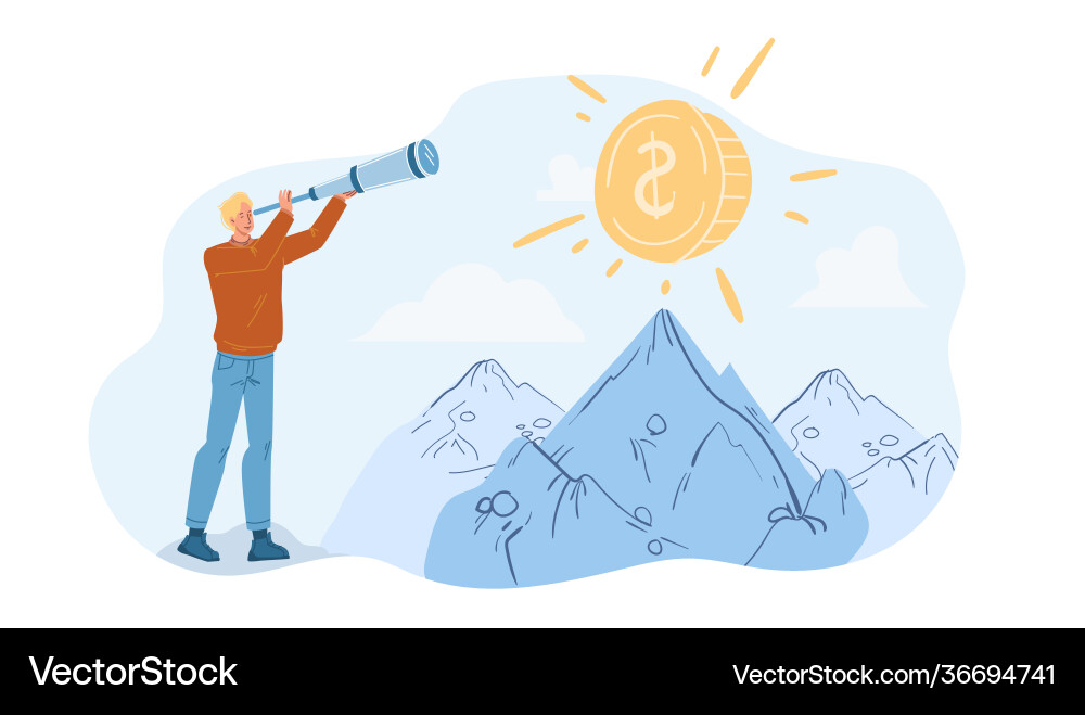 Flat cartoon character look into distance Flat cartoon character look into distance vector image