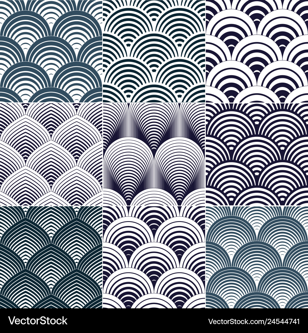 Geometric seamless patterns set abstract tiling Geometric seamless patterns set abstract tiling vector image