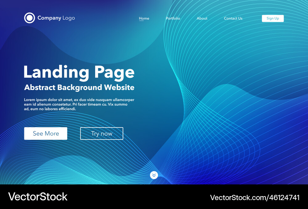 Gradient abstract wave background landing page Gradient abstract wave background landing page vector image