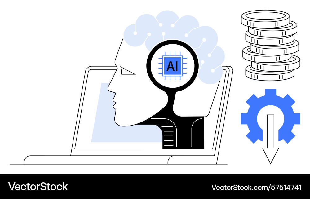 Human-ai integration representing machine learning Human-ai integration representing machine learning vector image