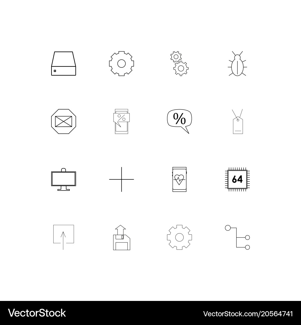 Internet technologies simple linear icons set vector image