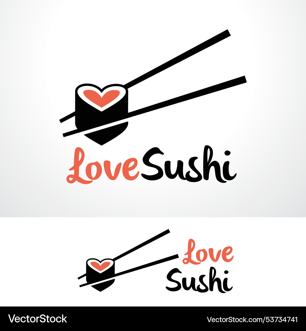 Love sushi logo template design emblem vector image