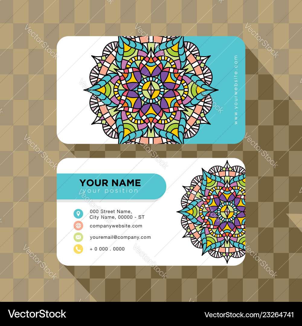 Mandala pattern name card template Mandala pattern name card template vector image