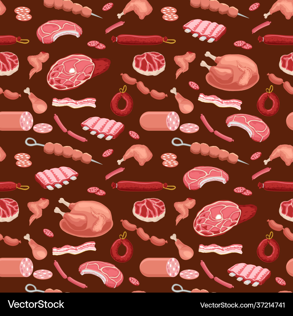 Meat seamless pattern products background Meat seamless pattern products background vector image