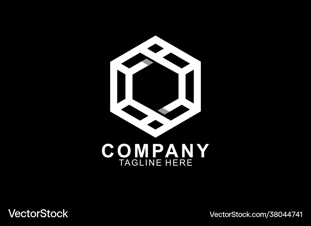 Monogram simple hexagonal linear logo Vector Image