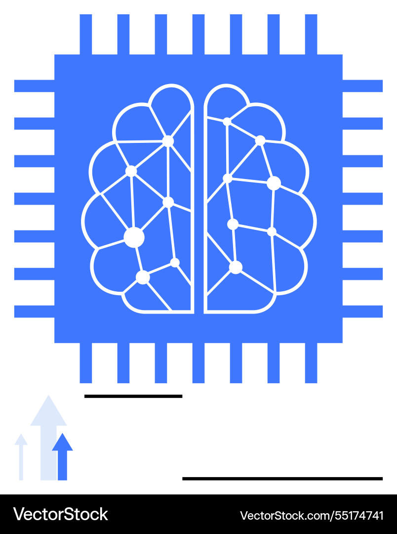 Neural network brain inside microchip highlighting Neural network brain inside microchip highlighting vector image