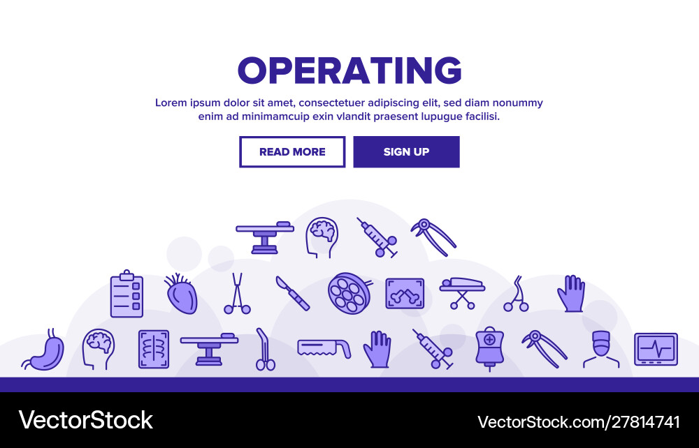 Operating instruments thin line icons set Operating instruments thin line icons set vector image