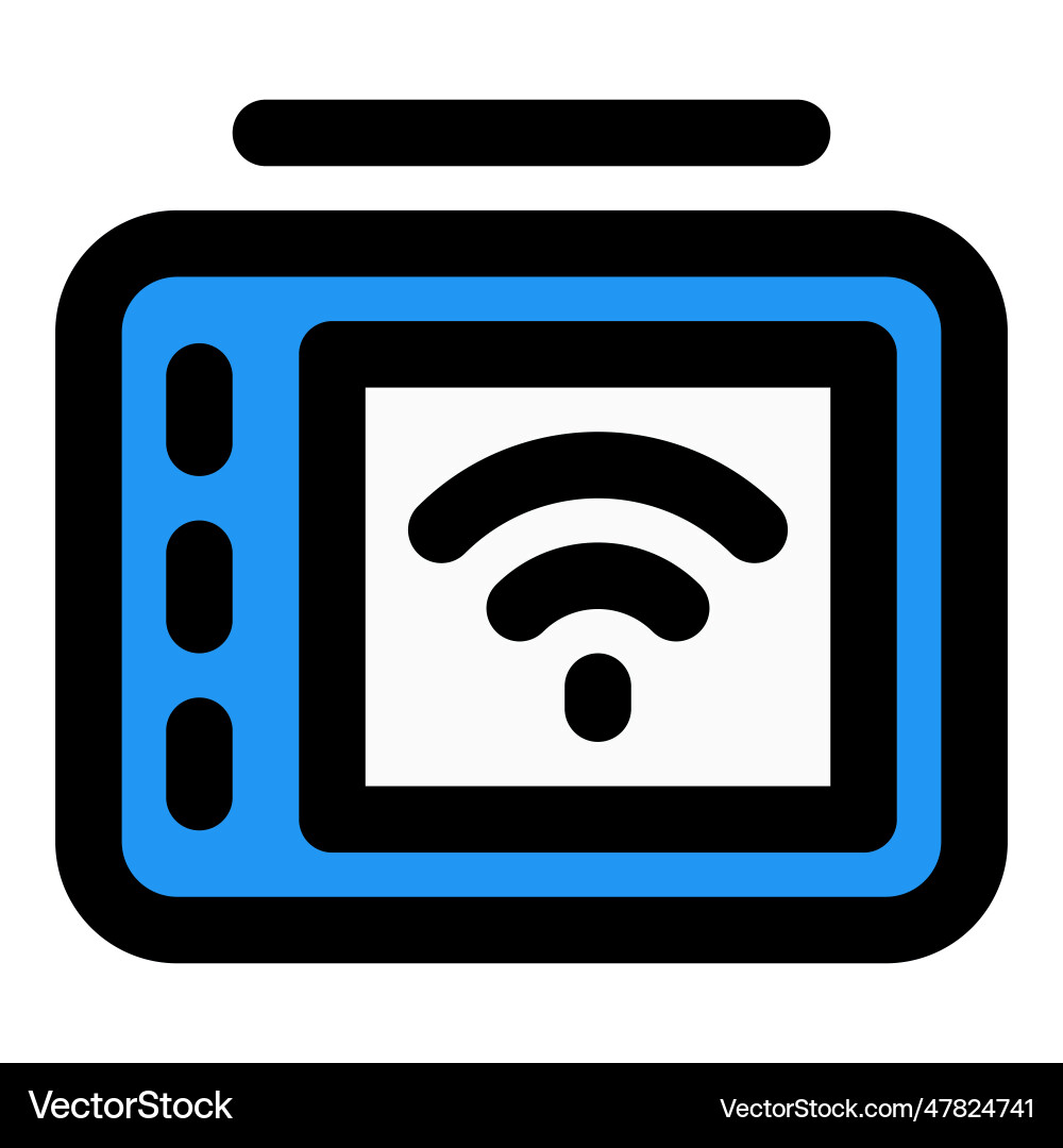 Portable tablet running on a wireless network Vector Image