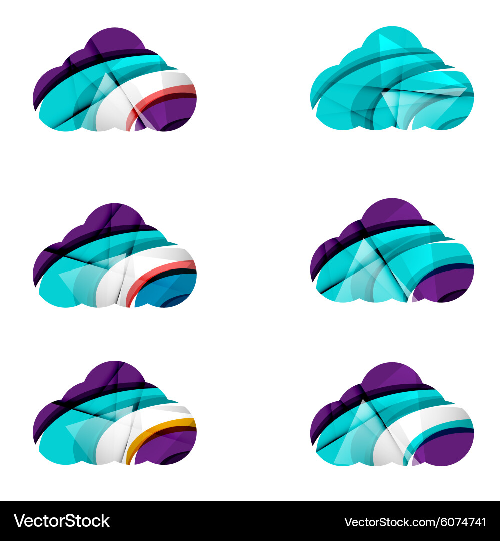 Set of abstract cloud computing icons business Vector Image