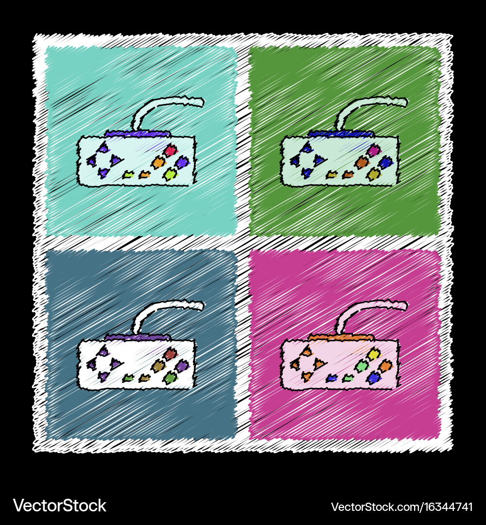 Set of flat shading style icons playing joystick vector image
