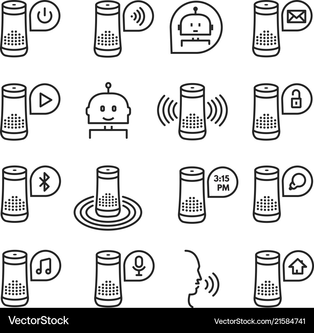 Smart Speaker Icon Set Vector Image
