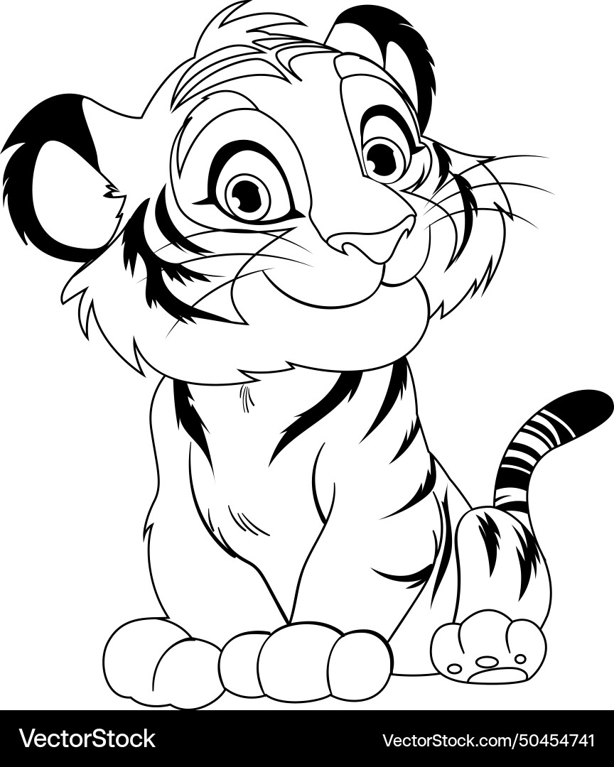 Smiling Tiger Cub Drawing Vector Image
