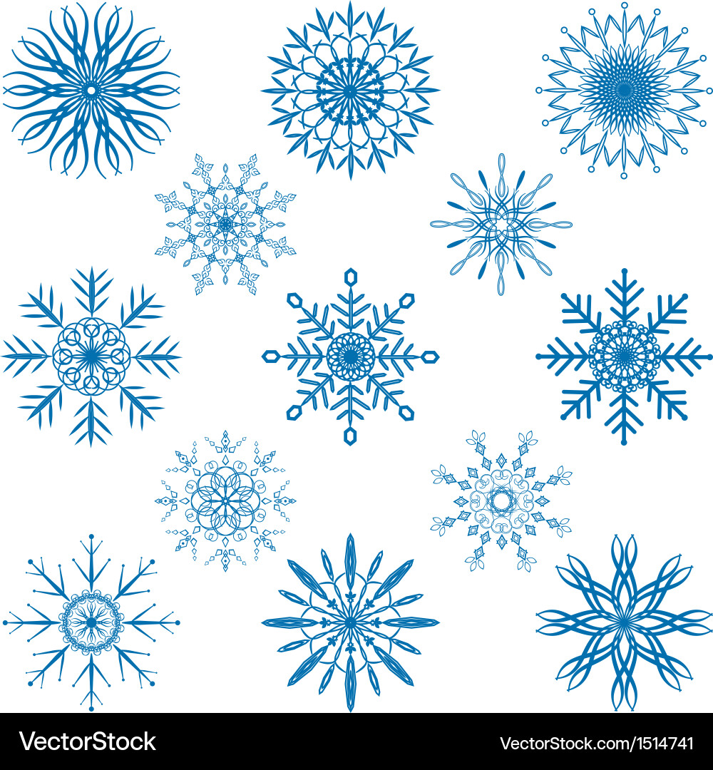 Snowflake set vector image