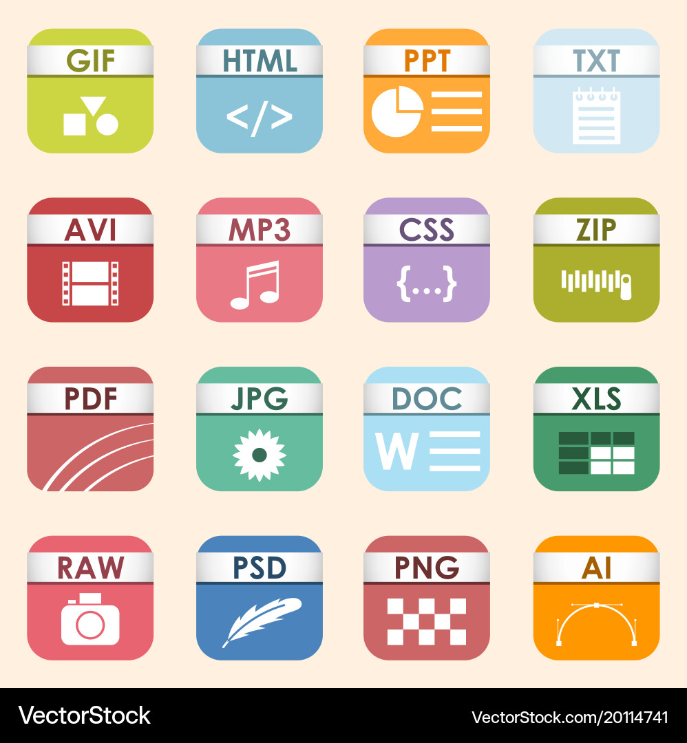 Square file types and formats labels icon vector image